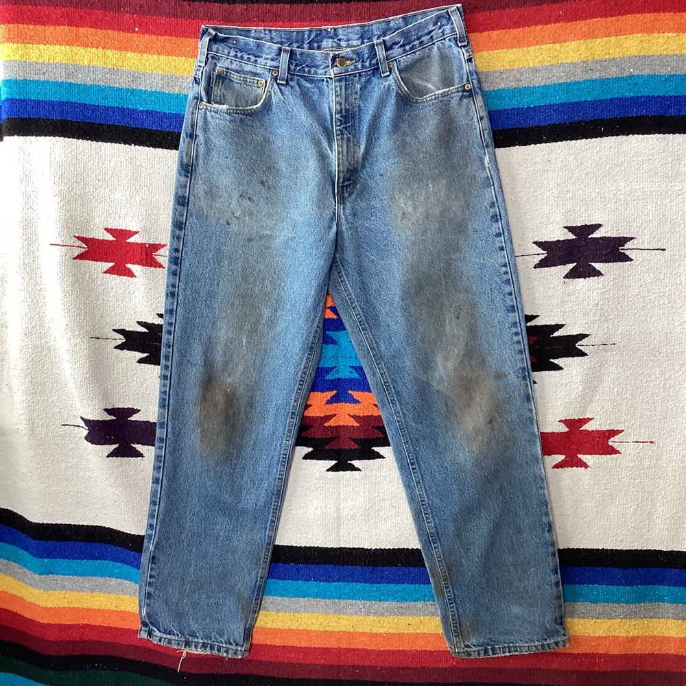 Carhartt Relaxed Fit Mens Jeans B160 DST with leather patch on pocket 36 x 30